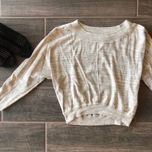 Cream and White Crop Top Sweater